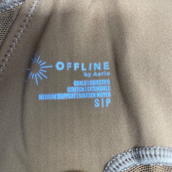 OFFLINE By Aerie Women's Ribbed Plunge Sports Bra Brown Size Small - Picture 4 of 5